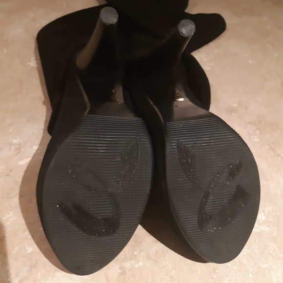 Gorgeous Black Leather Suede Thigh High Boots Sz 7 - Picture 12 of 14